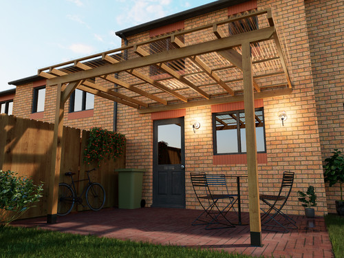 Wooden lean pergola - wooden, canopy