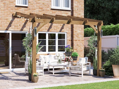 Wooden lean pergola kit - lean, to